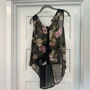 High low floral top